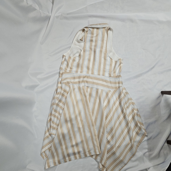 NWT 16W Anthropologie Maeve Asymmetrical Wrap Shirt Dress Neutral Striped Collar - Picture 7 of 10